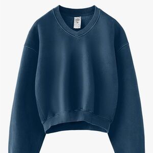 Soft Navy Blue V-Neck Sweatshirt